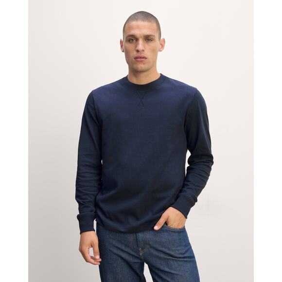 Everlane Uniform Premium-Weight Relaxed Crew Sweater Navy Pullover Size Large - Picture 1 of 7